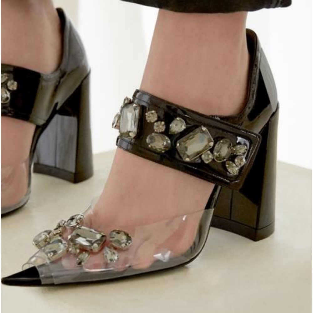Juan Vidal Patent Leather Rhinestone Designer Heels Size EU 41